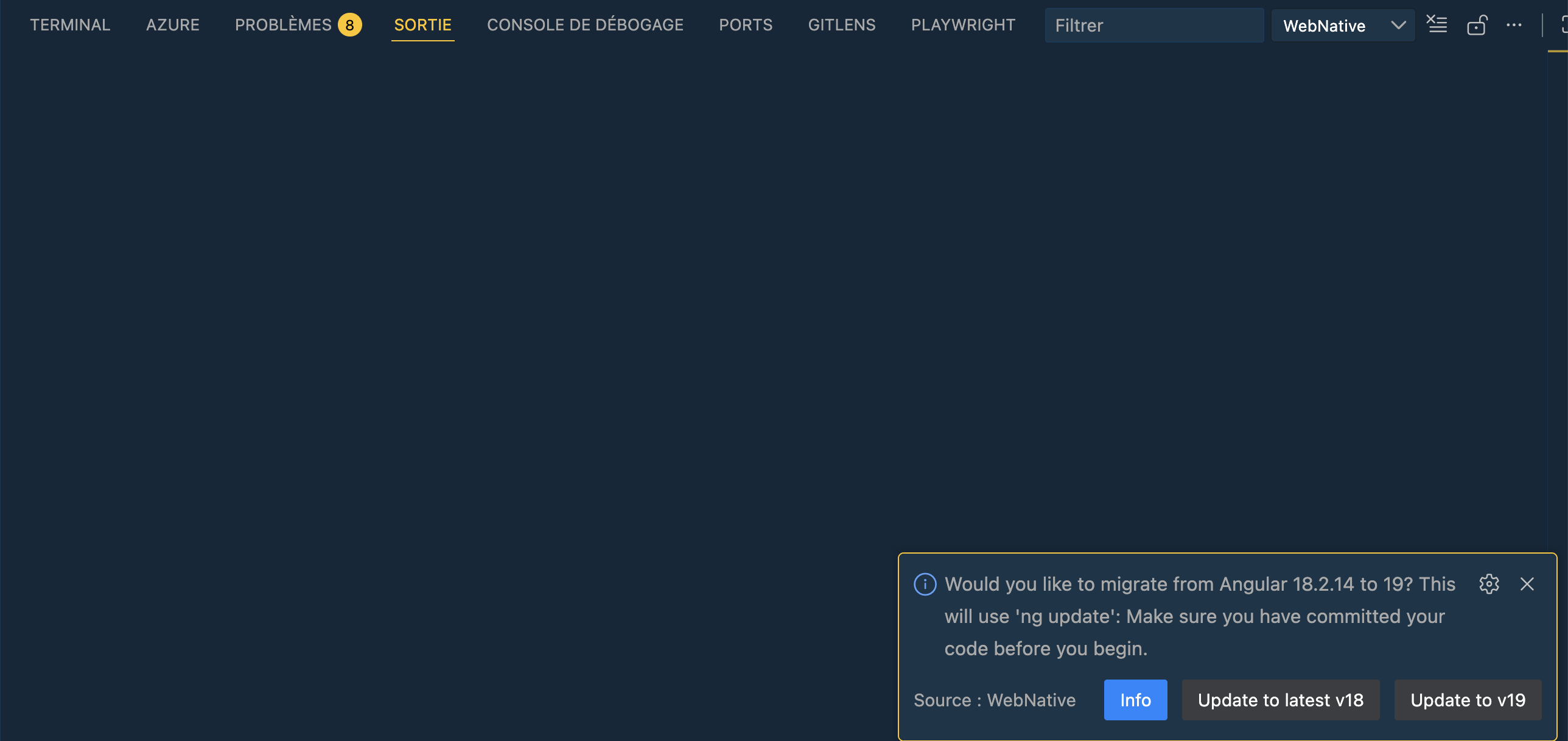 WebNative migration prompt