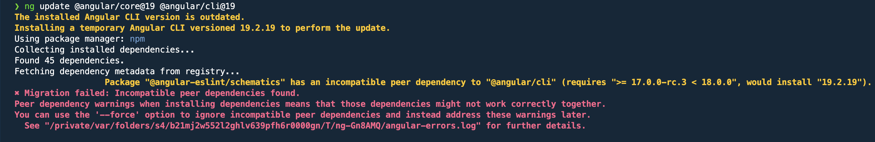 Peer dependency error